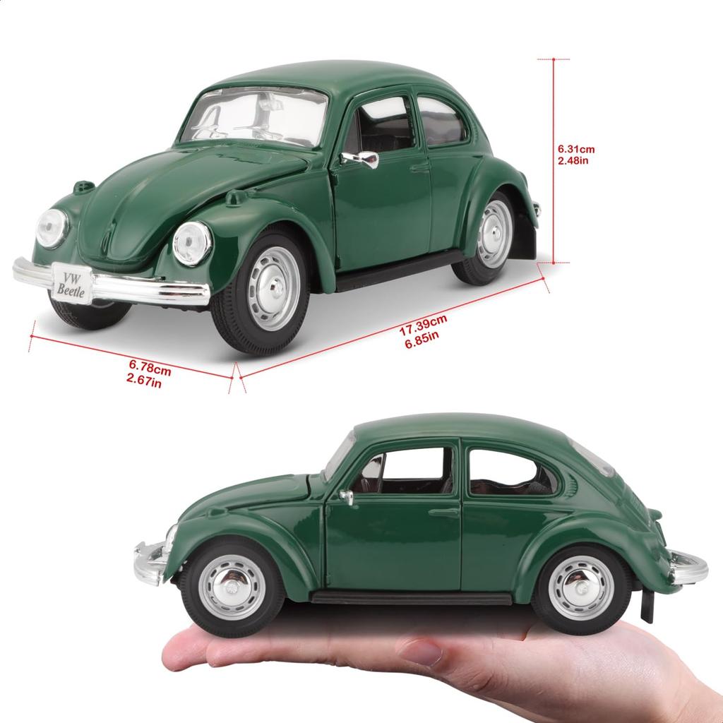Maisto Scale Diecast Volkswagen Beetle 1973 Finished 31926 GN 1/24 Green, Model,