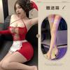 Tear-off pretty mesh suit, perspective open-cut flirting uniform, seduction, lingerie, buttocks, maid
