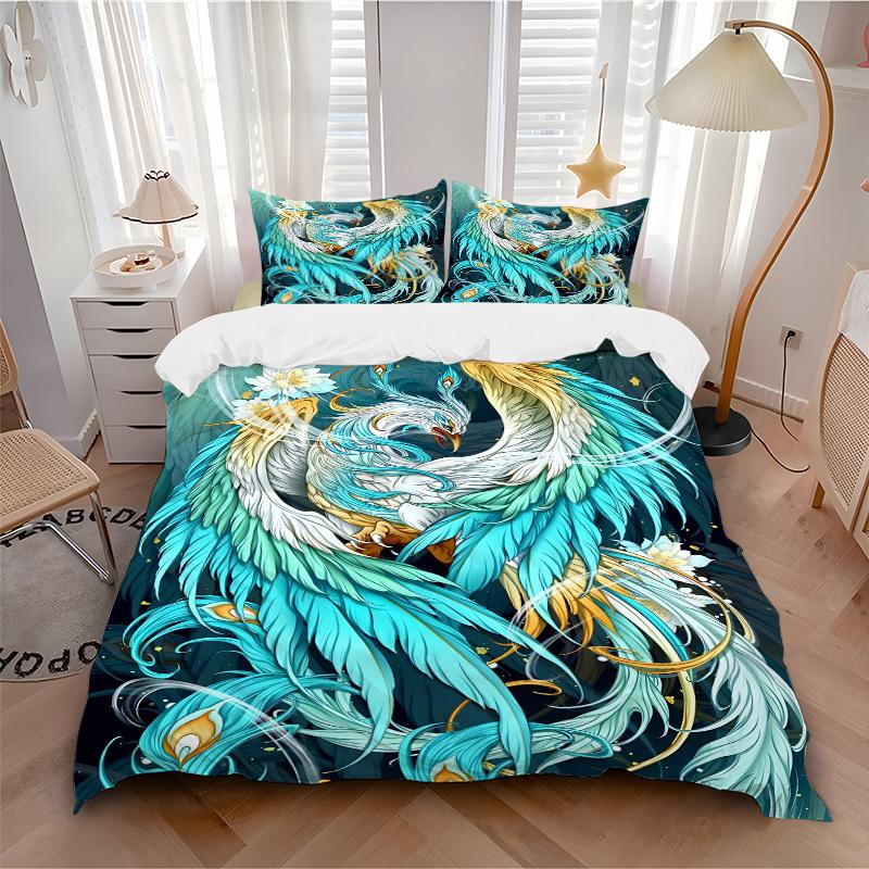 3pcs Fantasy Phoenix Duvet Cover Set - Includes 1 Duvet Cover and 2 Pillowcases, No Quilt Core, All-Season Home Decor yy251111017