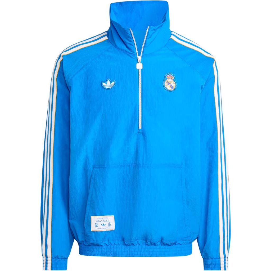 Adidas Originals Real Madrid Half-Zip Stand Collar Loose Striped Jacket Men Jacket KC3736