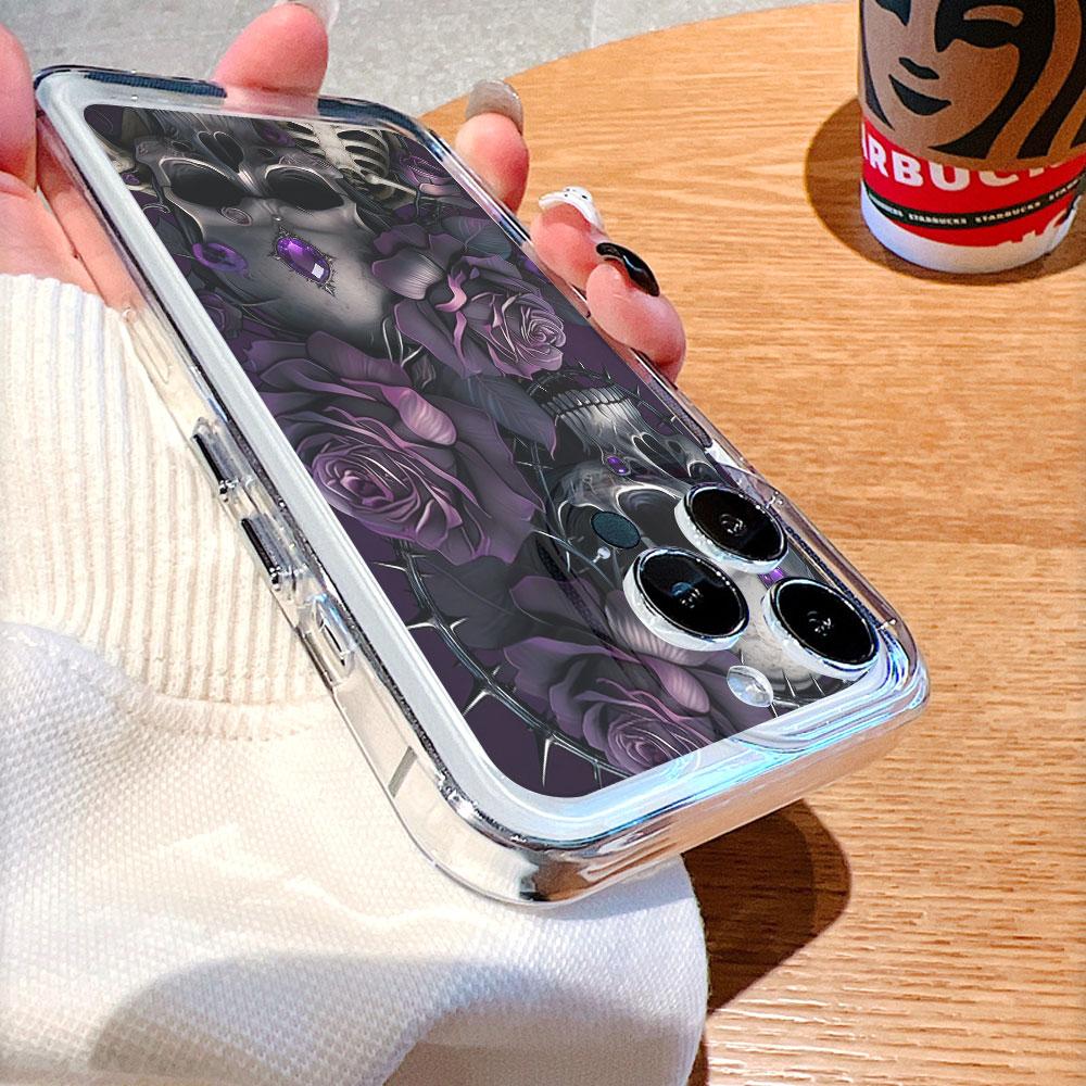 Purple Roses and Amethysts Phone Case for IPhone 14 15 16 17 13 12 11 Pro Max Plus 12 13 Mini TPU Protect Cover