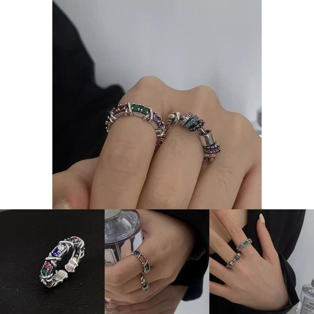 Chic And Trendy Vintage Rainbow Zircon Ring Fashion Jewelry For Women