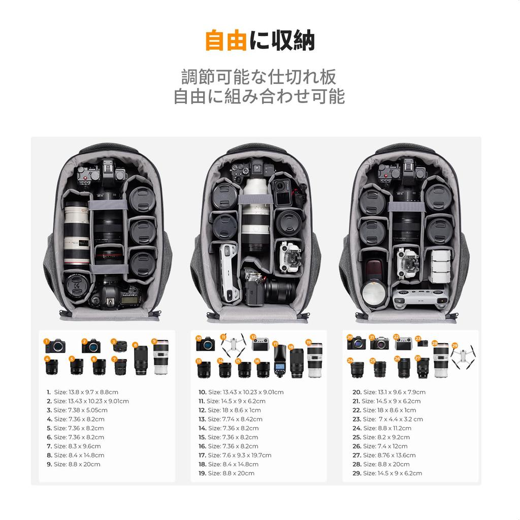 Concept Camera Bag Camera Rucksack Rucksack Large Capacity Stylish EVA Shockproof 22L 16 Inch PC Storage Tripod Storage SLR Camera Bag K&F &