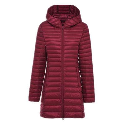Autumn and winter light down jacket women's hooded medium and long large size thin slim portable jacket warm winter clothing