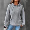 Women's Warm Fashionable Hundred Loose Sweater Jacket Pullover Hooded Long-sleeved Splicing Waffle Hoodie