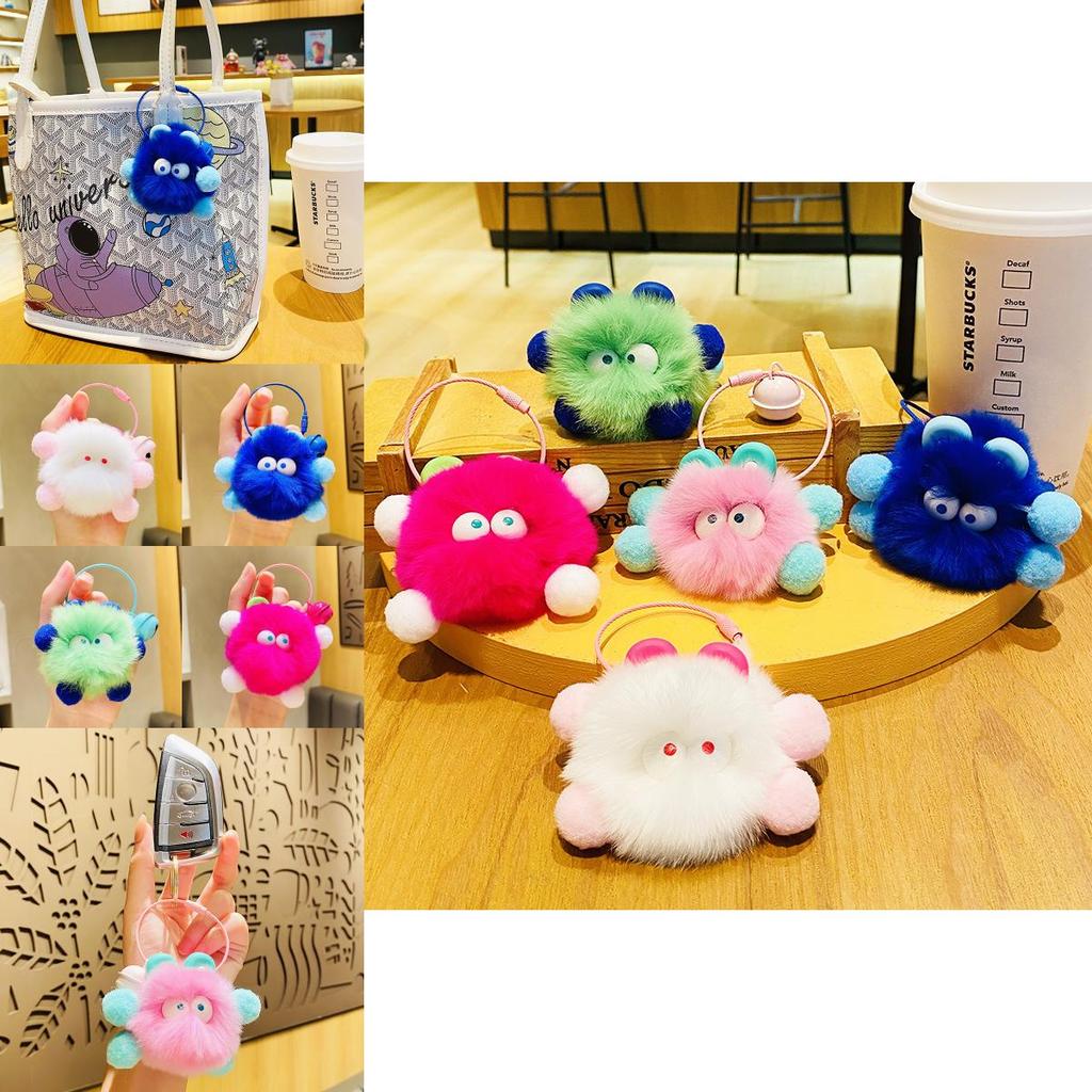 Adorable Fluffy Bunny Keychain Charming Plush Bag Accessory For Couples And Friends