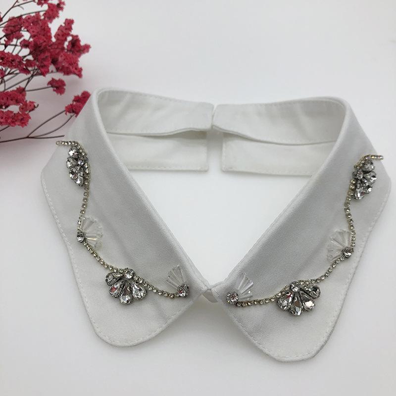Beading Fake Collar Women Elegant Diamond Detachable Collars for Woman False Shawl Shoulder Wrap Lapel False Collars Woman Tie