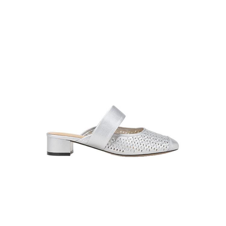 Su Yinyin's Same Square Head Woven Hollow Thick Heel Mary Jane Bag Head Slippers Women's Summer French Lazy Versatile Sandals