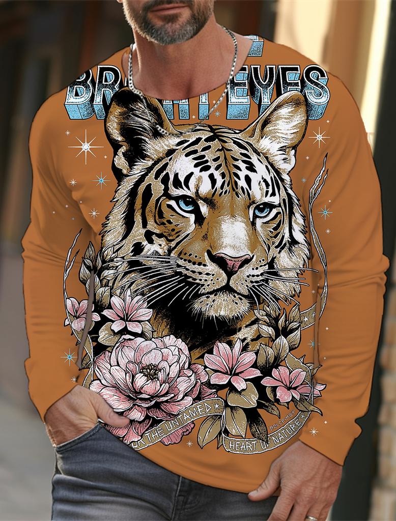 Мужская футболка с длинными рукавами, 3D-печать, HD-принт с леопардовым принтом, мужская футболка с длинными рукавами, осенние топы, повседневная домашняя одежда с круглым вырезом