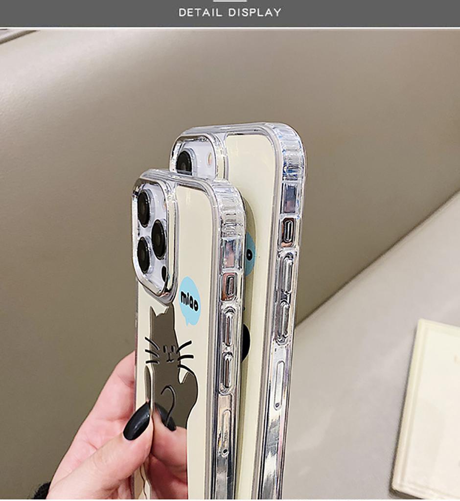 Противоударный чехол для телефона с милым котом и мультяшным зеркалом для макияжа для Iphone 14 Pro 11 12 13 Pro Max, забавный мягкий чехол на заднюю панель