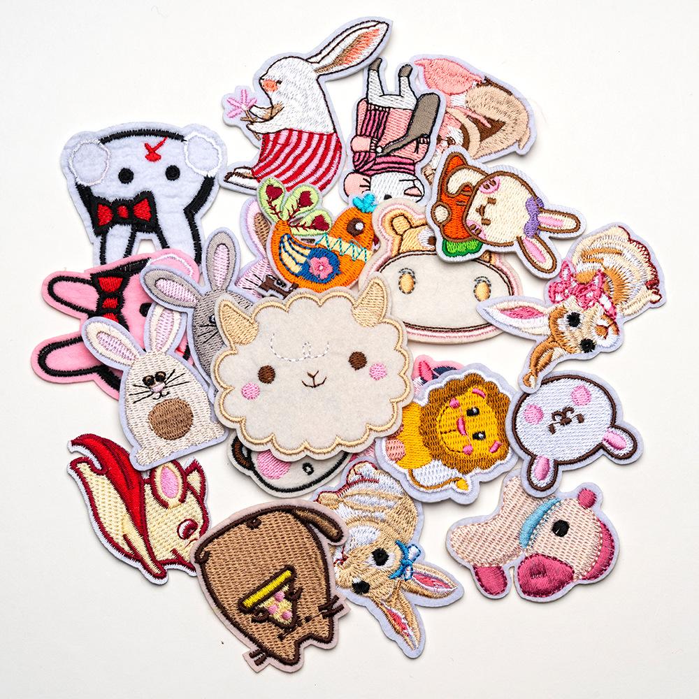 Computer Embroidery Cute Cartoon Animal Rabbit Sheep Cow Cute Pet Embroidery Cloth Sticker Seam-Free Ironing Patch Sticker