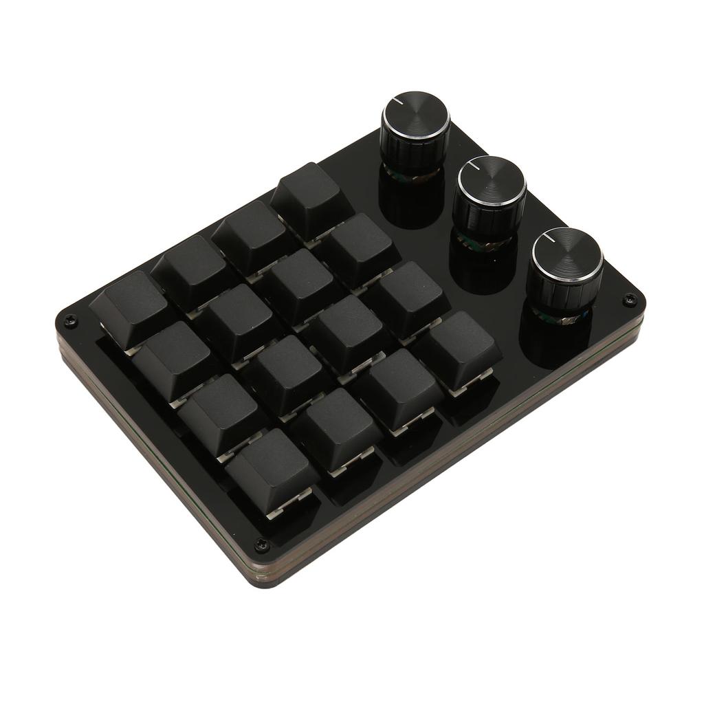 Programmable Keypad 16 Keys 3 Knobs Blue Switch Mechanical Hot Swappable Mini Keypad for Gaming Office Media