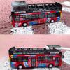 Scale 1:32 Double Decker Sightseeing Bus Toy Model Car Simulation Alloy Sound Light Pull Back Collection Models for Kids Gifts