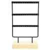 36 Holes Metal Jewelry Storage Rack Display Stand Earrings Necklace Organizer with Wood Base