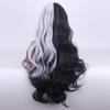 Аниме 65 см Круэлла де Виль, черные и белые длинные вьющиеся волосы для Deville, термостойкие косплей костюм, парики, аксессуары