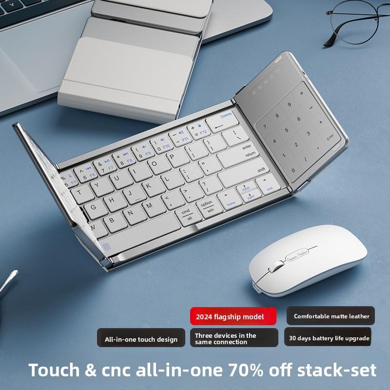 Трехсекционная клавиатура Беспроводная Bluetooth Складная Маленькая клавиатура Подходит для настольных компьютеров и ноутбуков