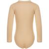 Nude Kids Girls Fleece Long Sleeve Leotard Solid Color Bodysuit Gymnastics Ballet Dance Training Costume