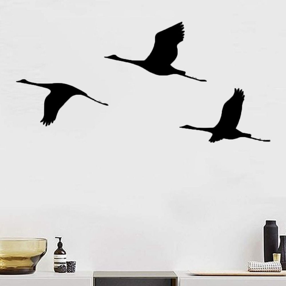3Pcs/set Cartoon Bird Hanging Pendant Black Metal Hanging Ornaments Wild Goose Wall Pendant Bedroom