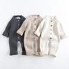 Korean Baby Jumpsuit: Knitted Solid Color Romper for Boys and Girls - Autumn/Winter