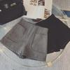 Spring 2024 Women's Black High-Waist Woolen Wide-Leg Shorts - Korean Casual Style