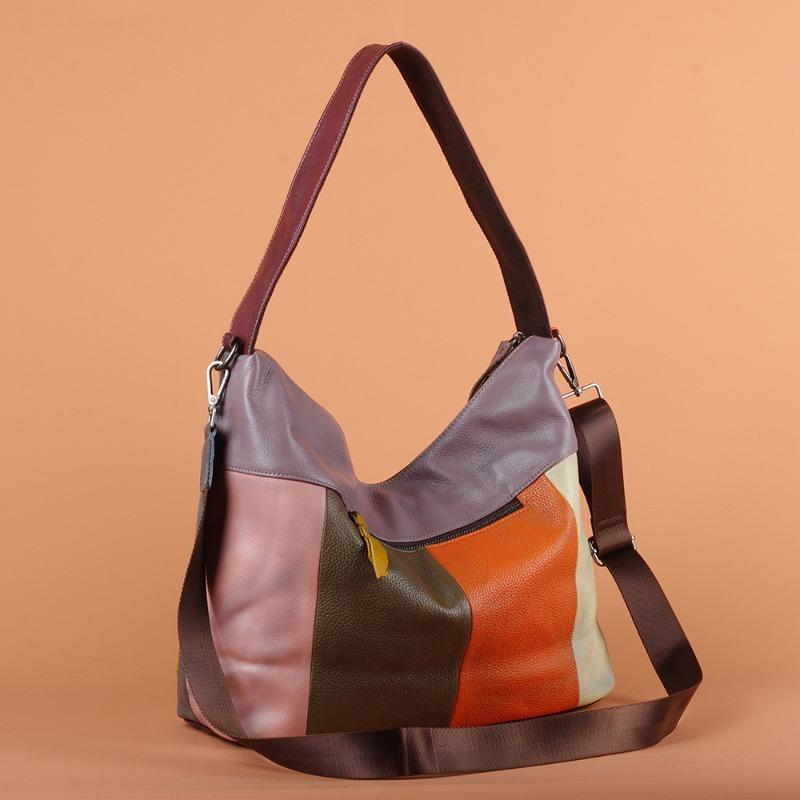 Женская сумка Baotou из натуральной кожи, цветная пэчворк, ручная работа, ретро-сумка через плечо