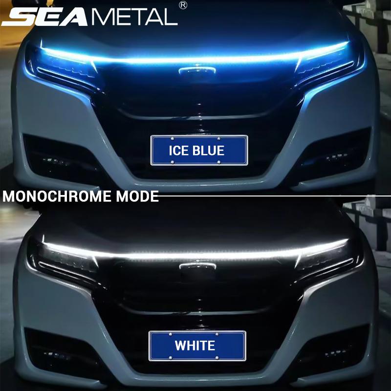 SEAMETAL Светодиодная лента на капот автомобиля, сквозная, модифицированная, передняя фара, гибкая декоративная лампа, автомобильные дневные ходовые огни