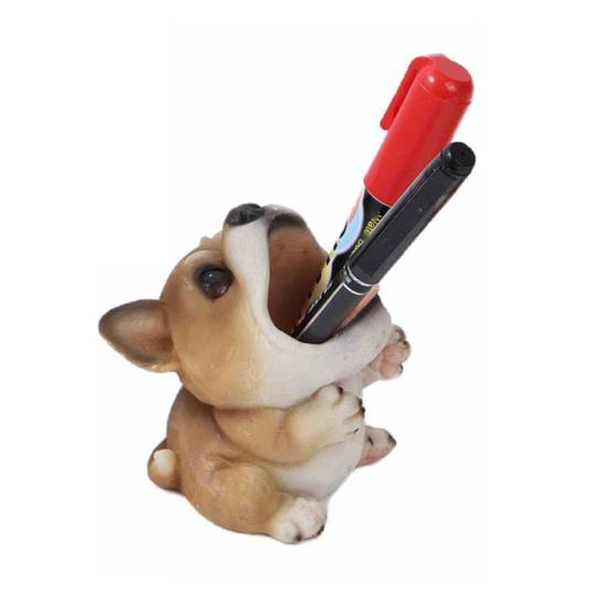 Милая подставка для ручек в виде щенка, смола, настольный органайзер для канцелярских товаров, мини-собачка, настольное украшение, креативный подарок для студентов, офис