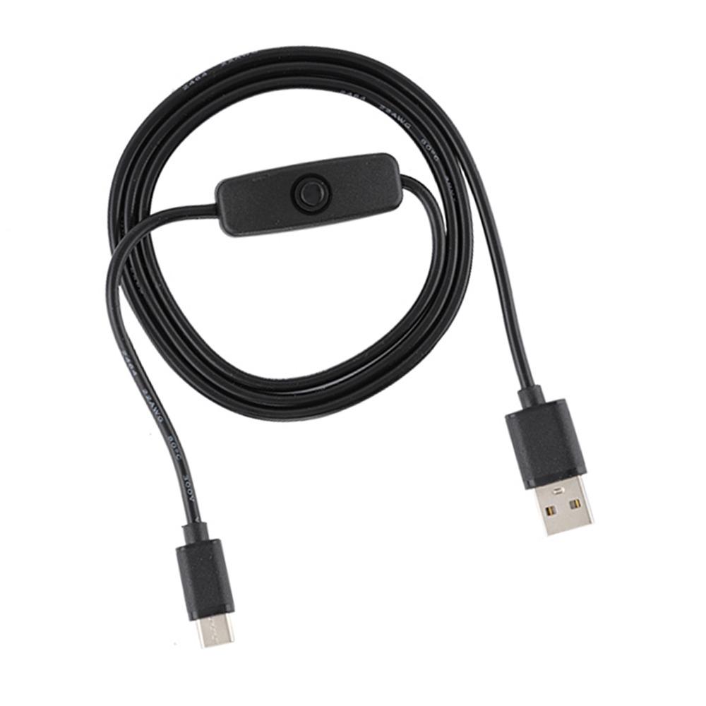 Прочный кабель для зарядки Type C на USB 5V 3A, 1M / 3.3ft, с кнопкой включения/выключения, кабель питания Type C для Raspberry Pi 4B