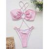 Sexy Wrinkled Cut Out Women Swimwear One Piece Swimsuit Female High Leg Cut Padded Monokini Bather Bathing Suit Swim Lady