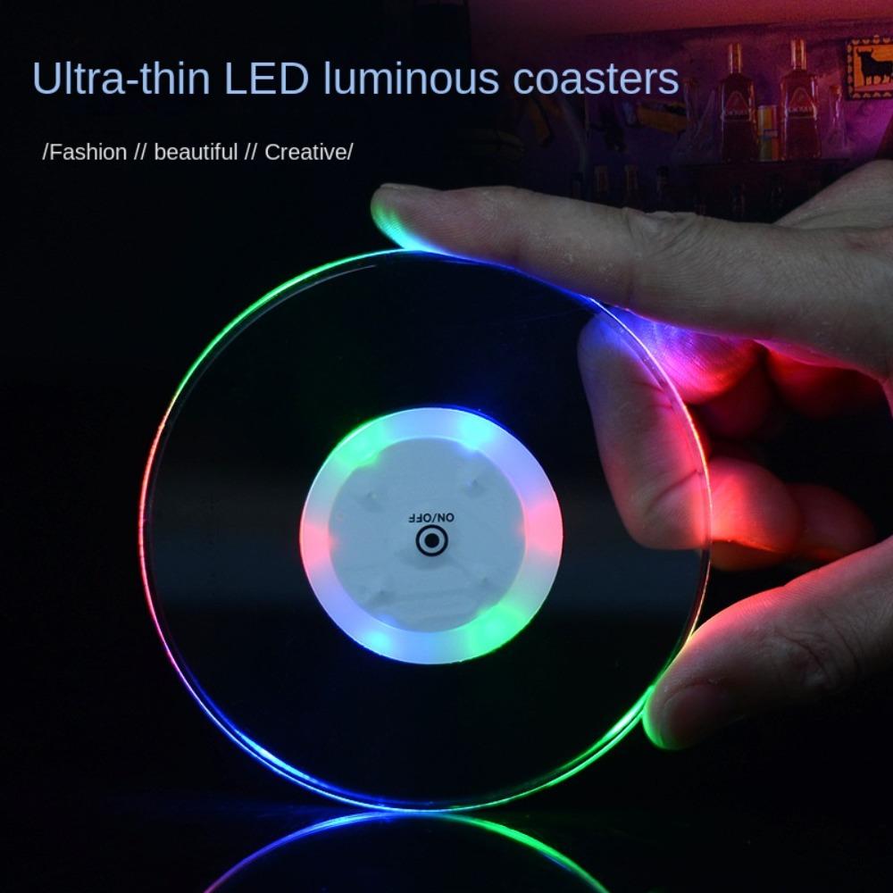 Высококачественная светодиодная светящаяся подставка под стакан из акрила 10 см Ультратонкая Светящаяся Цветная Подставка под стакан Белая Разноцветная Коктейльная Подставка KTV Вечеринка