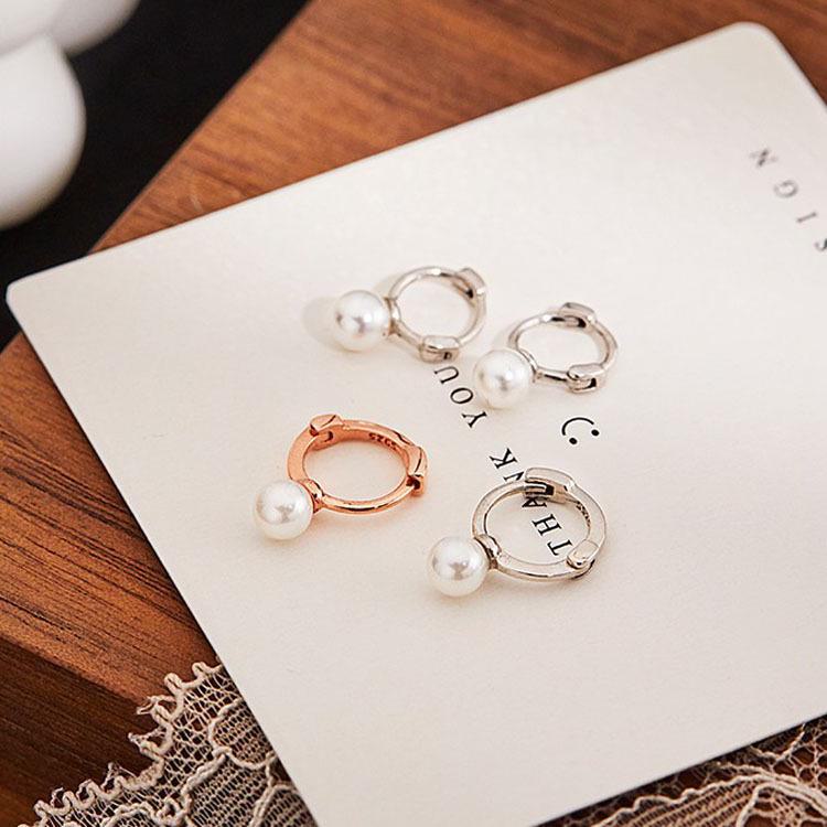 Корейские серебряные серьги с жемчугом для женщин, гипоаллергенные — простой, модный дизайн (2021)