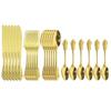 24Piece Dinnerware Set Golden Cutlery 18/10 Stainless Steel Tableware For Kitchen Dinenr Knife Fork Gold Spoon Flatware Set