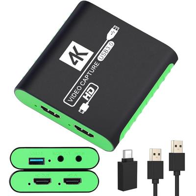 Плата захвата видеоигр с пробросом HDMI 4K, Совместима с Switch и PS5, Захват 1080P 60FPS, USB 3.0 Type-C, Низкая задержка, Совместима с P