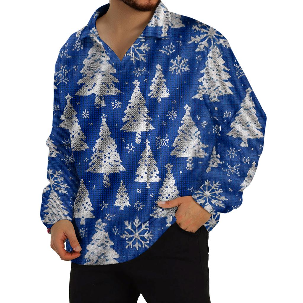 Мужской повседневный трикотажный базовый топ с длинным рукавом и воротником