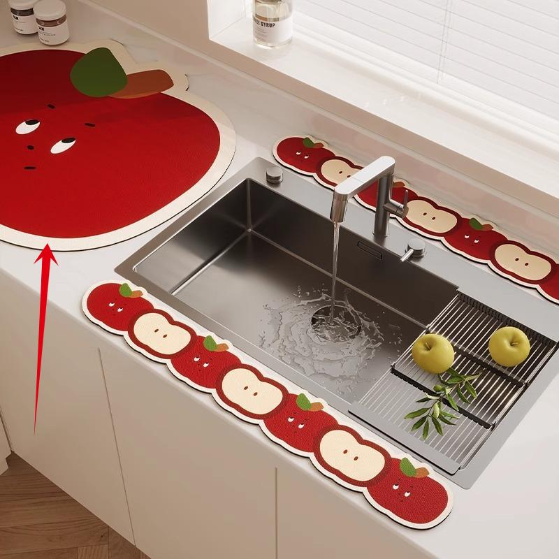 3 шт. Кухонный смеситель Диатомовая земля Пробка для воды Коврик для слива Впитывающий коврик для столешницы в ванной Длинная узкая подставка-костер