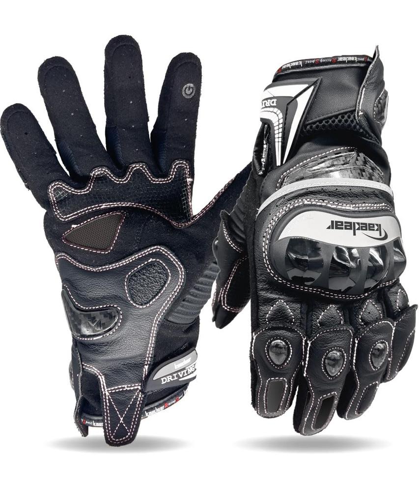 Kaedear Motorcycle Gloves for and Genuine and Carbon Hard Floating Cowhide Smartphone Touchscreen Full Finger Sport Street Spring, Summer, Autumn,