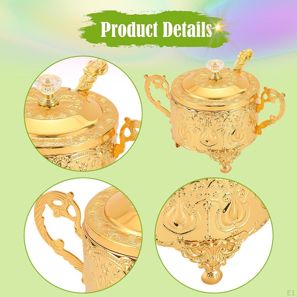 Сахарница с крышкой и ложкой, ретро, пыленепроницаемая, многоцелевая, емкость для приправ, банка для еды для мероприятия, праздника