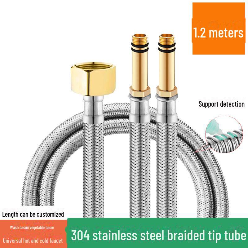 Explosion-Proof 304 Stainless Steel Braided Hose for Water Heaters and Basin Faucets