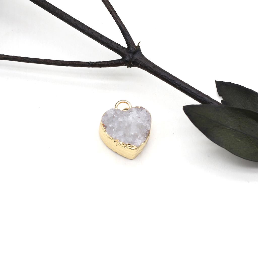 1 шт. маленький натуральный камень с золотым обернутым краем кулон в форме сердца хрустальный бутон подвески для изготовления ювелирных изделий DIY ожерелье браслет серьги аксессуары 12 мм