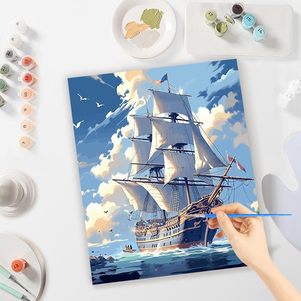 Рамка «сделай сам», картина по номерам, пейзаж, картина с лодкой, пейзаж, нулевая основа, ручная роспись, уникальный подарок, домашний декор 40x50 см