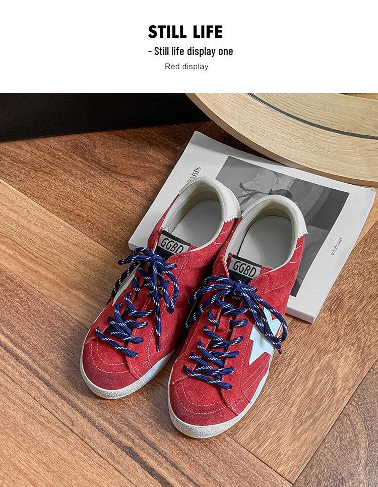 Women's Retro German Trainer: 2025 Genuine Leather Distressed Sneakers with Star, Mandarin Duck Stripe, Flat Bottom, Casual Skate Style