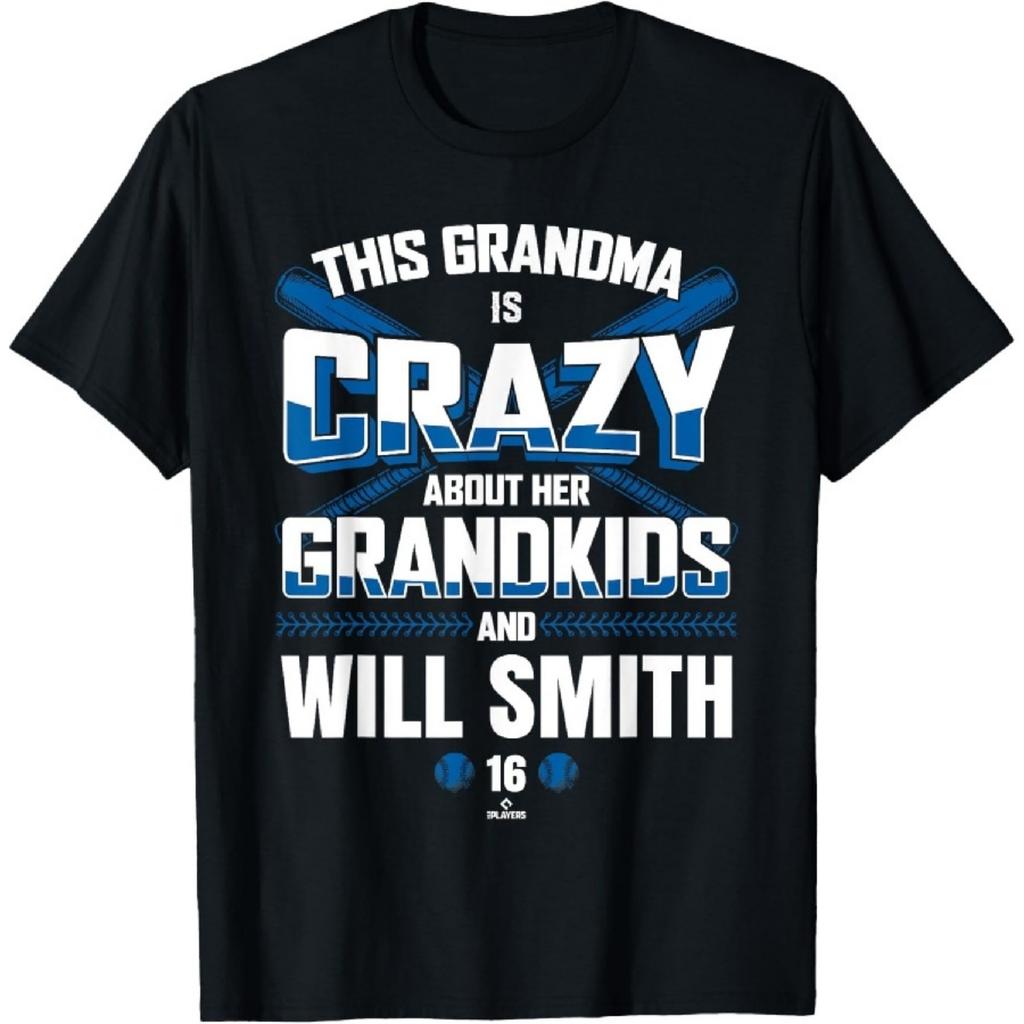 Grandma Crazy for Will Smith Los Angeles Baseball MLBPA T-Shirt1