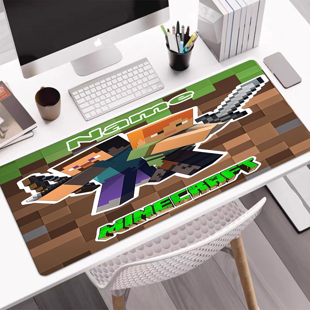 Custom Name Minecraft Theme Mouse Pad, Non Slip Rubber Base, Multifunctional Office & Home Decor, Perfect for Workspace Personalization.