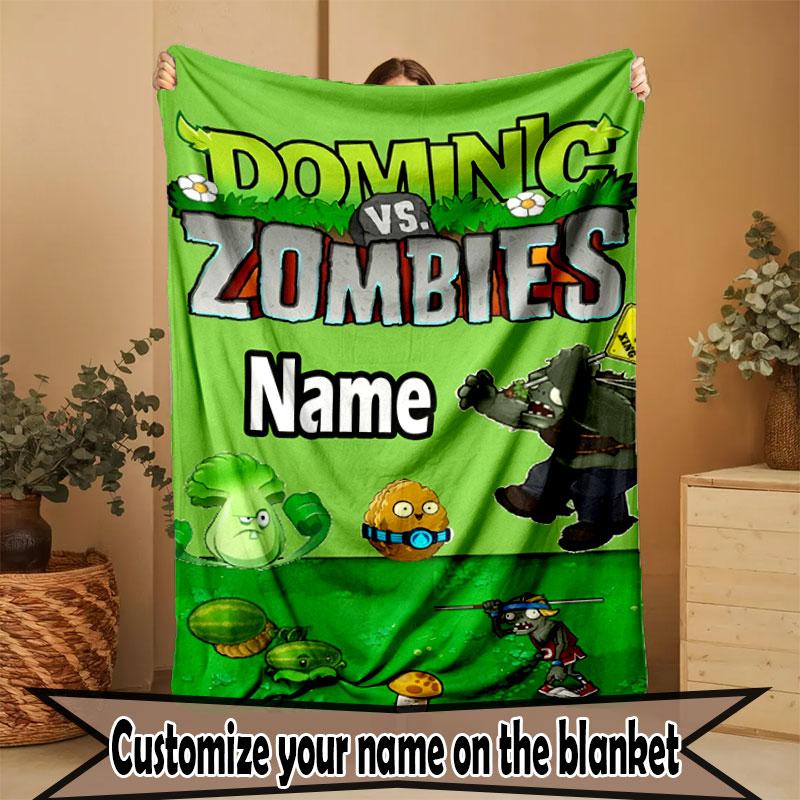 Custom Name Personalized Plants vs. Zombies Print Blanket, Home Decor, Bedroom, Sofa, Camping, Couch, Gifts for Birthday Christmas