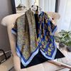 90 Silk Scarf Square Scarf High Sense, Korean Fashion Versatile Professional Simulation Silk Small Scarf Retro Printed Silk Scarf Women