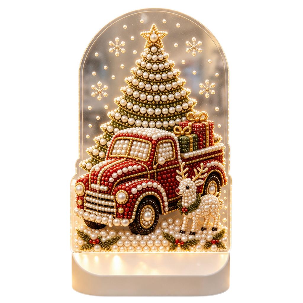 Christmas LED Night Light Decor 5D Diamond Painting Kit Holiday Craft Activity Adults