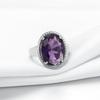 Silver 925 Jewelry Amethyst Silver Rings For Women With Oval Shaped Gemstones Engagement Female Gift