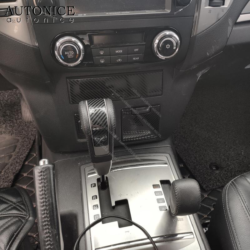 Цвет карбонового волокна Сталь Накладка на крышку головки рычага автоматической коробки передач Подходит для Mitsubishi Pajero V93/V97 2007- AT