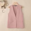 ZANZEA Женский летний повседневный жилет без рукавов с V-образным вырезом, однотонный