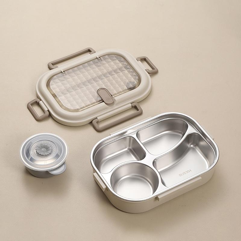 Изолированный ланч-бокс из нержавеющей стали 304, разделяющий ланч-бокс для офисных работников, большая вместимость, портативный ланч-бокс для бэнто, герметичный ланч-бокс для бэнто